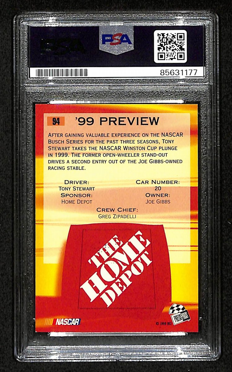 Tony Stewart Signed/Auto 1999 NASCAR Press Pass Card #99 PSA/DNA 200485