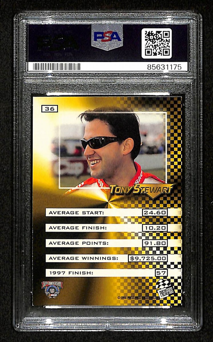 Tony Stewart Signed/Auto 1998 NASCAR Press Pass Card #36 PSA/DNA 200487