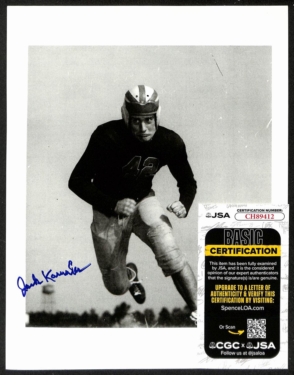 Jack Karwales Signed/Autograph 8x10 Photo Michigan/Chicago Cardinals JSA 200529