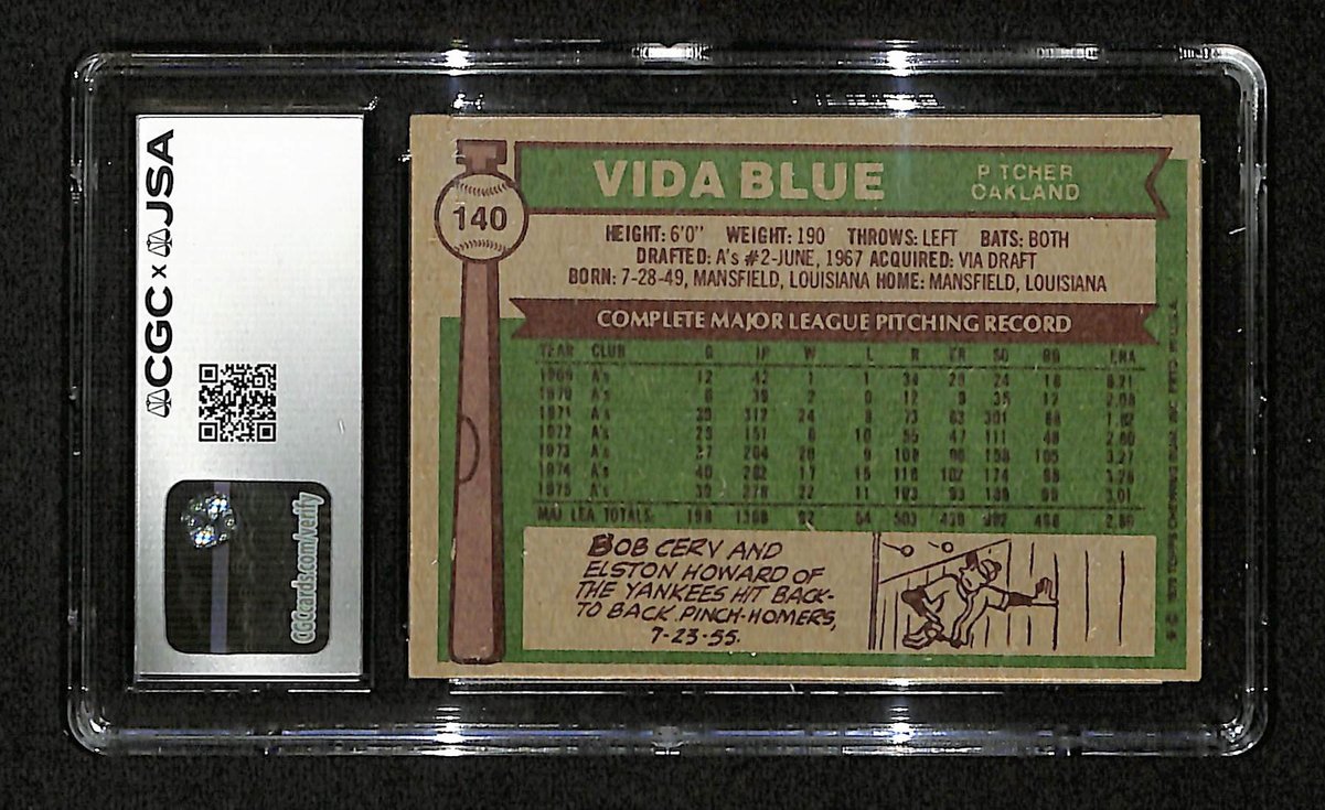 Vida Blue Signed/Autographed 1976 TOPPS Card #140 Oakland A's CGC/JSA 200543