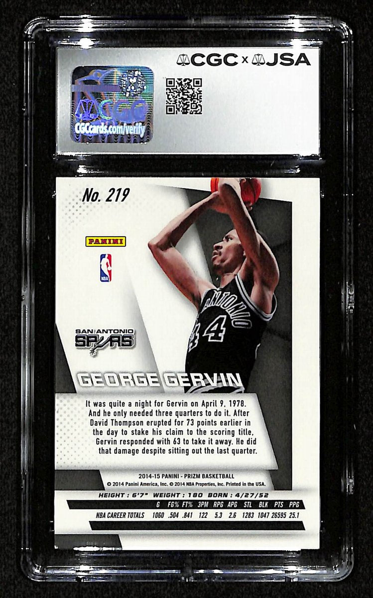 George Gervin HOF Signed/Auto 2014-15 Panini Card #219 Spurs CGC/JSA 200546