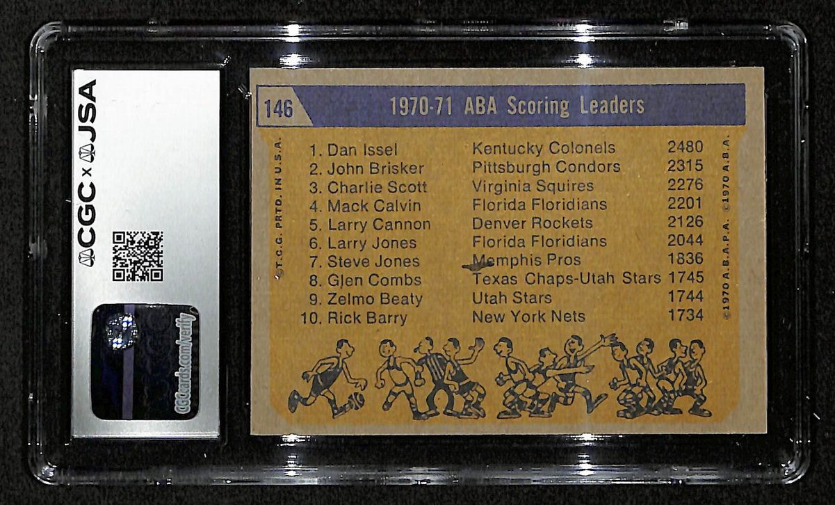 Charlie Scott HOF Signed/Auto 1971-72 TOPPS Card #146 Squires CGC/JSA 200550