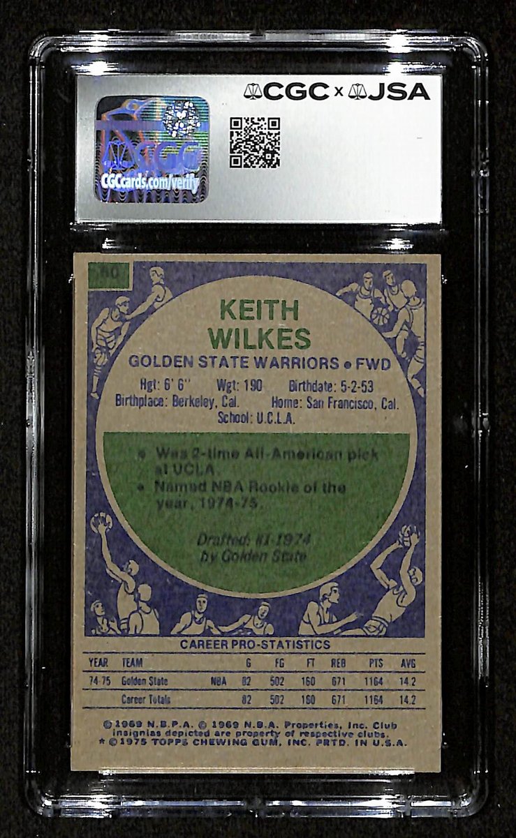 Keith Wilkes HOF Signed/Auto 1975-76 TOPPS Card #50 Warriors CGC/JSA 200568