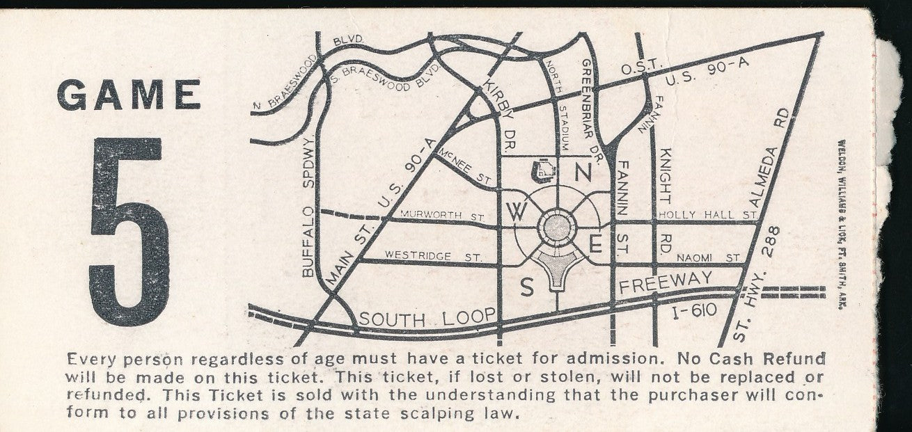 November 20, 1971 Ticket Stub Houston vs. Miami College Football Game 200913