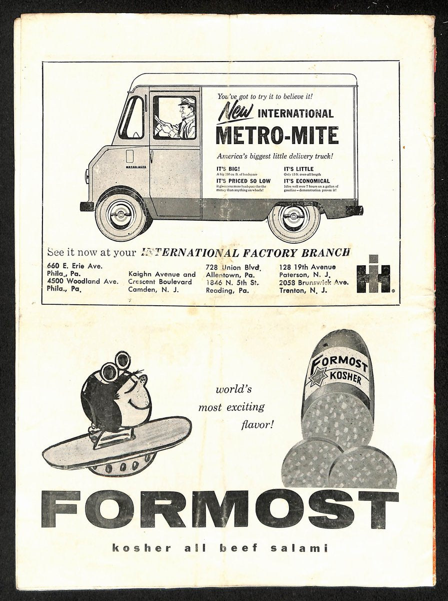 March 24, 1960 Phila. Warriors vs. Boston Celtics "The Wigwam" Program 199165