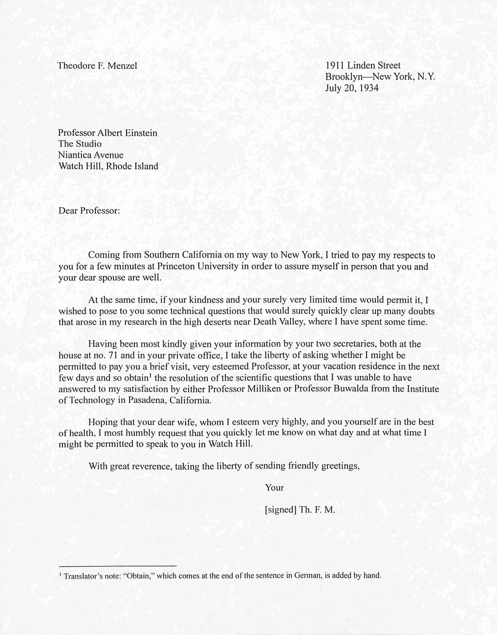 Albert Einstein Signed 8.5x11 Letter Gem Mint 10 PSA/DNA Encapsulated 201297