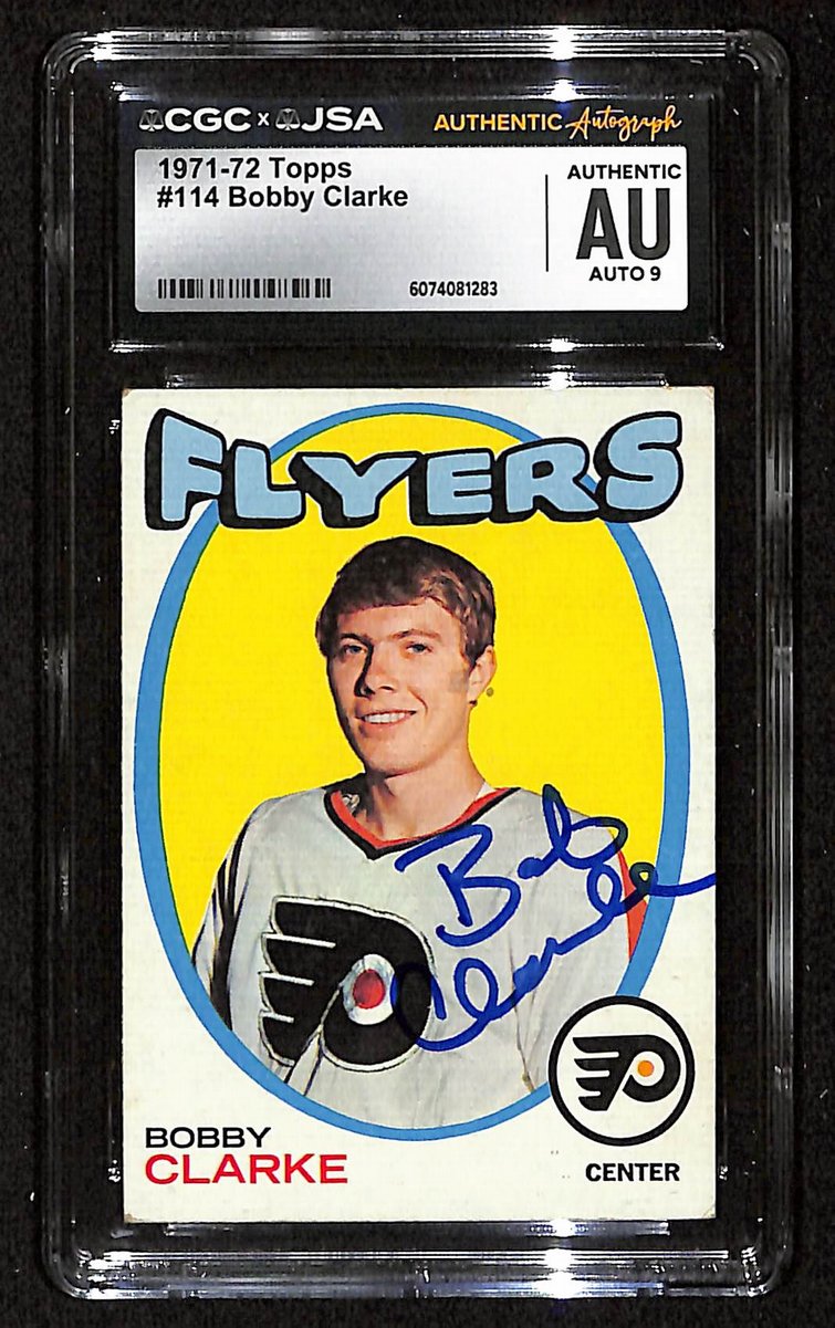 Bobby Clarke HOF Signed/Auto 1971-72 TOPPS Card #114 Flyers CGC/JSA 200880