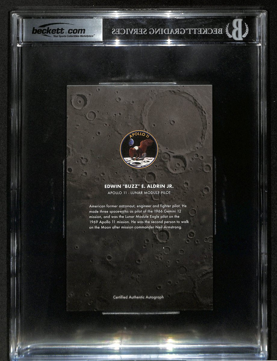 Buzz Aldrin Signed/Auto 5.5x8.5 Custom Trading Card Astronaut BAS Beckett 201313