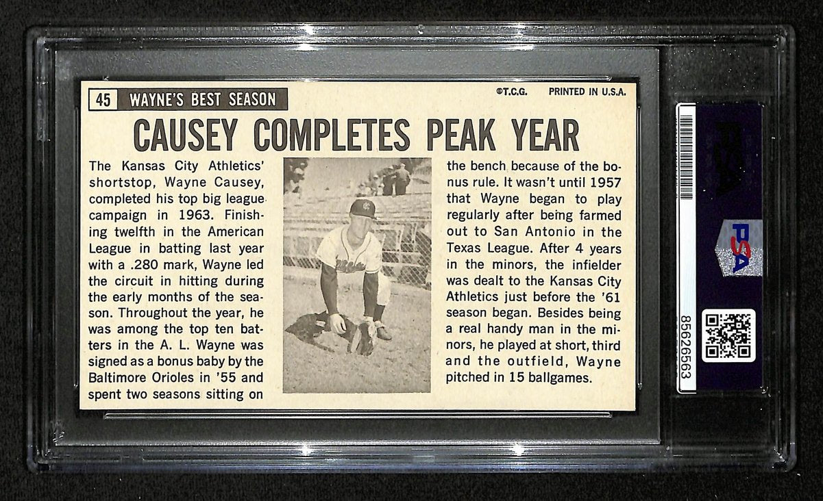 Wayne Causey Signed/Auto 1964 Topps Giants Card #45 Athletics PSA/DNA 201321