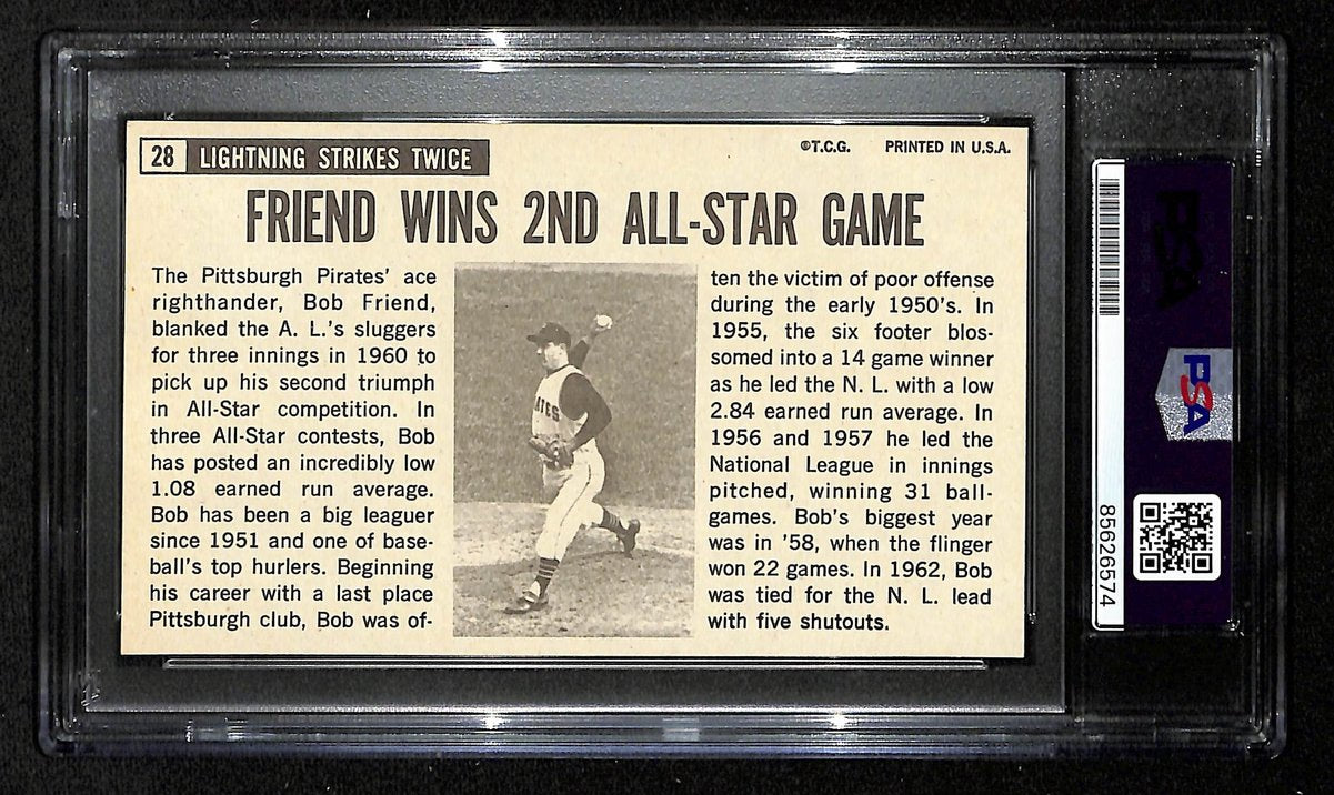 Bob Friend Signed/Autographed 1964 Topps Giants Card #28 Pirates PSA/DNA 201324