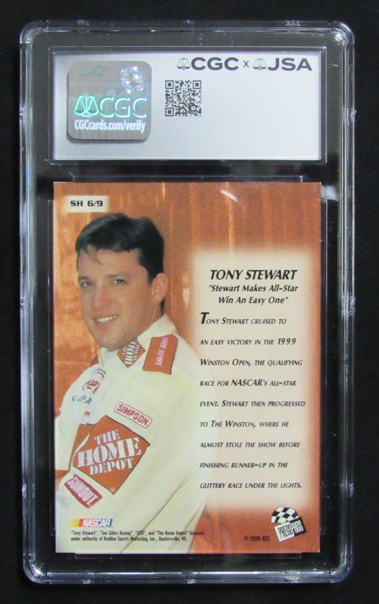 Tony Stewart Signed 1999 Press Pass Stealth Card #SH6 CGC/JSA 200664