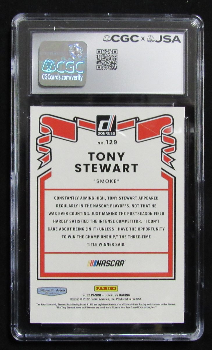 Tony Stewart Signed/Autographed 2022 Donruss Card #129 CGC/JSA 200668