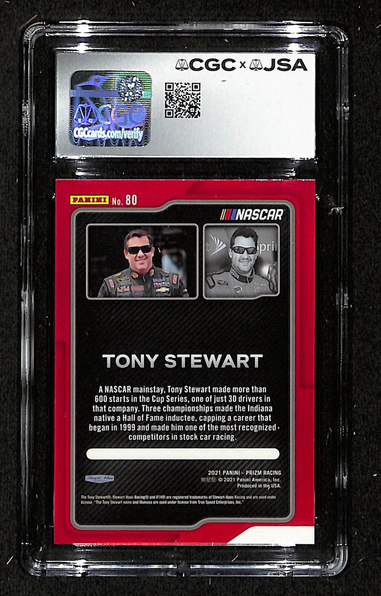 Tony Stewart Signed/Autographed 2021 Panini Prizm Card #80 CGC/JSA 200675