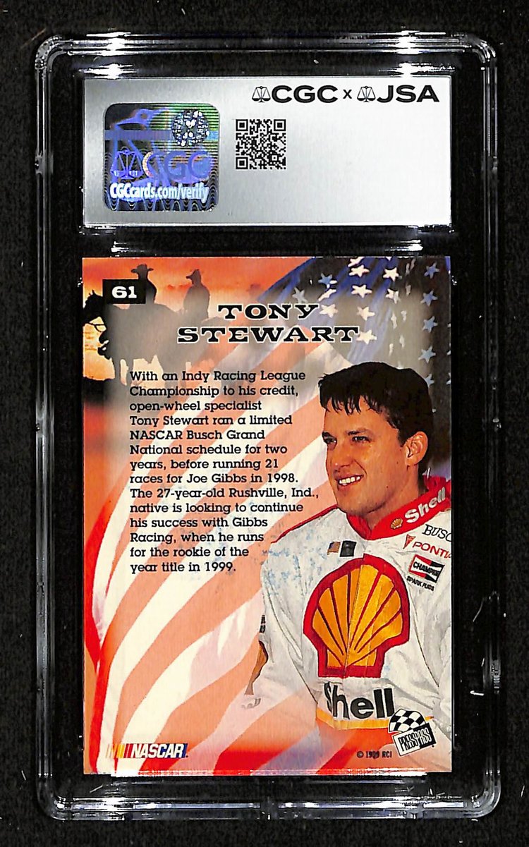 Tony Stewart Signed/Autographed 1999 Press Pass Card #61 CGC/JSA 200677