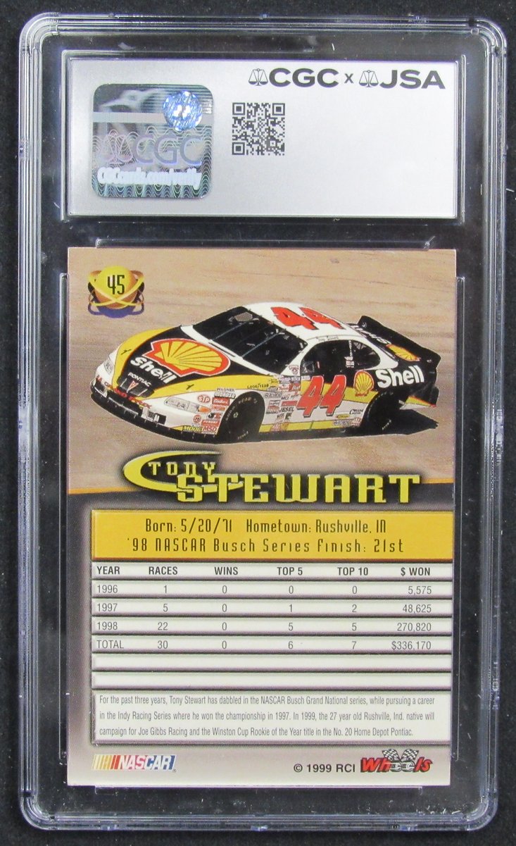 Tony Stewart Signed/Autographed 1999 Wheels High Gear Card #45 CGC/JSA 200680