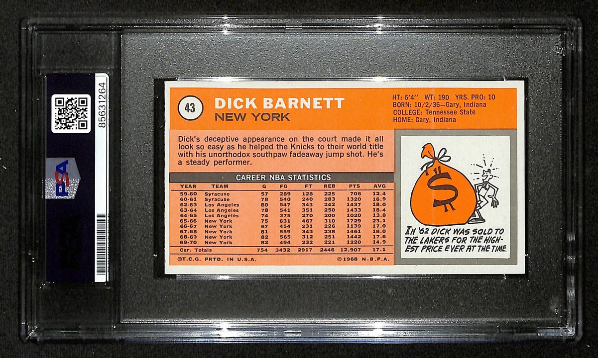 Dick Barnett HOF Signed/Auto 1970-71 TOPPS Card #43 Knicks PSA/DNA 201333