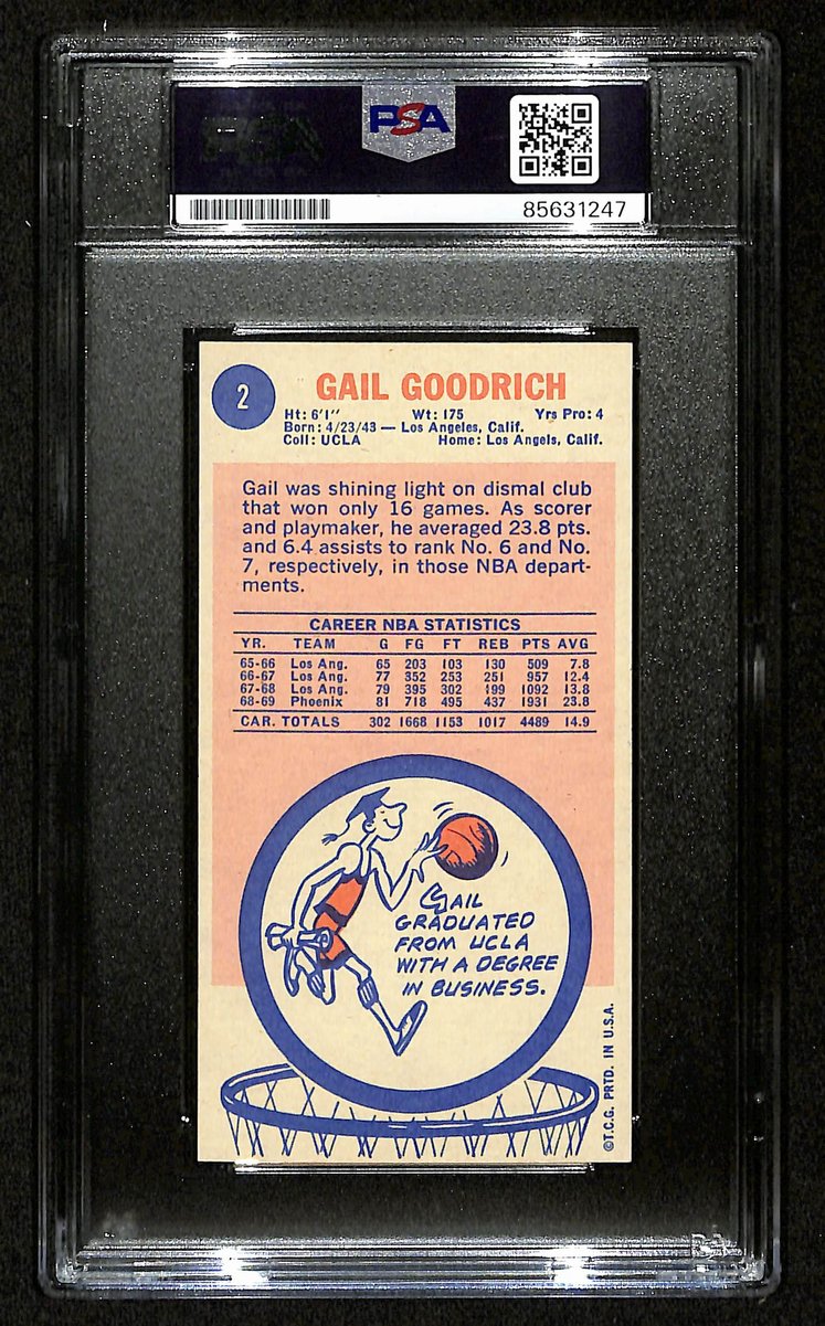 Gail Goodrich HOF Signed/Inscr 1969-70 TOPPS RC Card #2 Suns PSA/DNA 201341