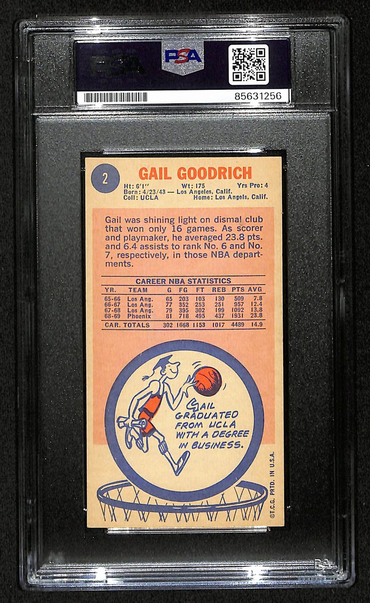 Gail Goodrich HOF Signed/Inscr 1969-70 TOPPS RC Card #2 Suns PSA/DNA 201347