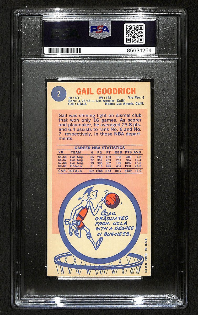 Gail Goodrich HOF Signed/Inscr 1969-70 TOPPS RC Card #2 Suns PSA/DNA 201349