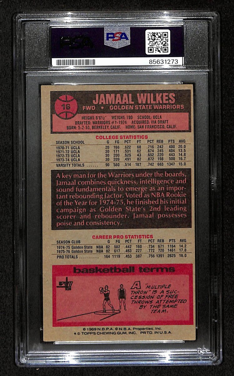 Jamaal Wilkes HOF Signed/Inscr 1976-77 TOPPS Card #16 Warriors PSA/DNA 201363