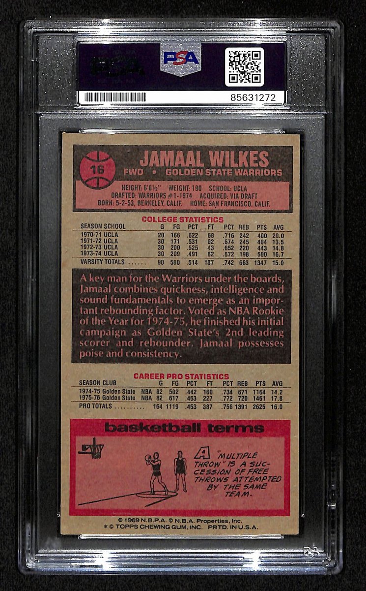 Jamaal Wilkes HOF Signed/Inscr 1976-77 TOPPS Card #16 Warriors PSA/DNA 201364