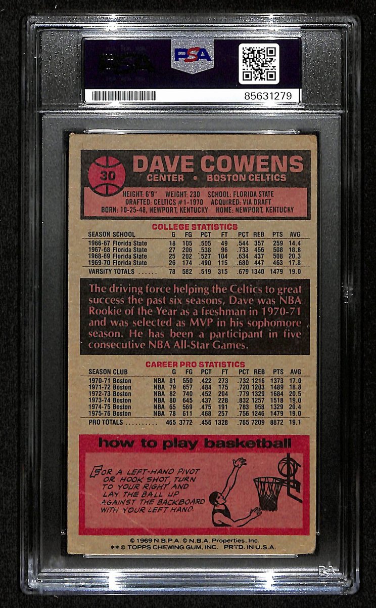Dave Cowens HOF Signed/Inscr 1976-77 TOPPS Card #30 Celtics PSA/DNA 201367