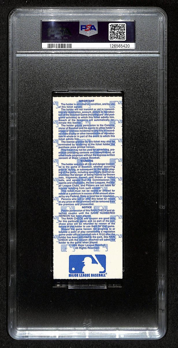 1988 World Series Game 2 Ticket Stub Dodgers vs. A's Off PSA EX 5 201394
