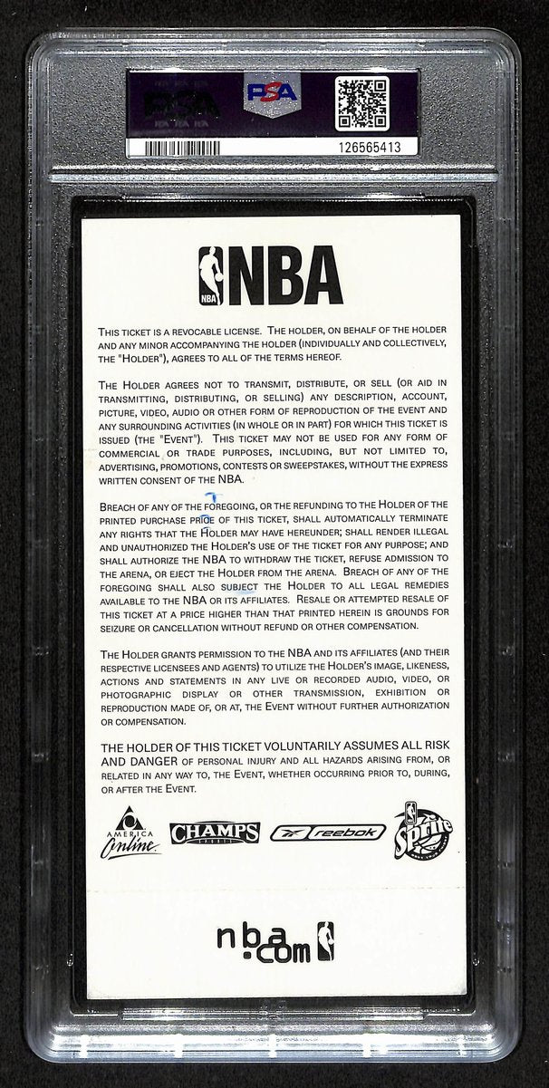 February 10, 2002 NBA All-Star Game Ticket Stub Bryant MVP PSA NM 7 201399