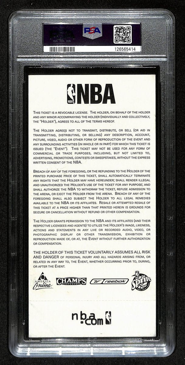 February 10, 2002 NBA All-Star Game Ticket Stub Bryant MVP PSA EX-MT 6 201399