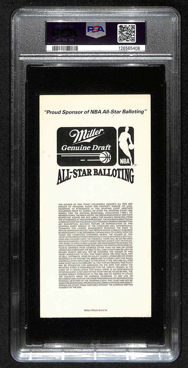 February 10, 1991 NBA All-Star Game Ticket Stub Barkley MVP PSA NM 7 201404