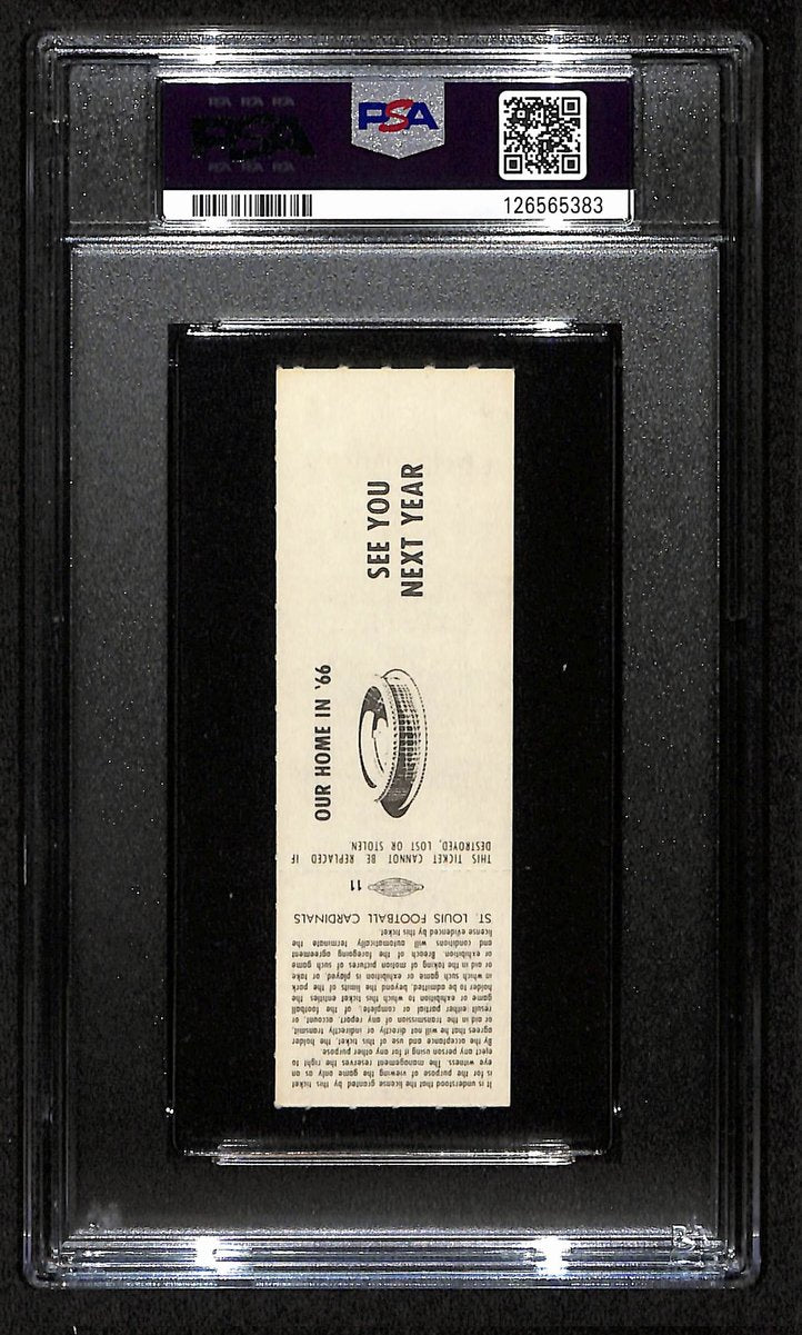 Dec 19, 1965 Cardinals vs. Browns Full Ticket Jim Brown Last Game PSA NM-MT 8