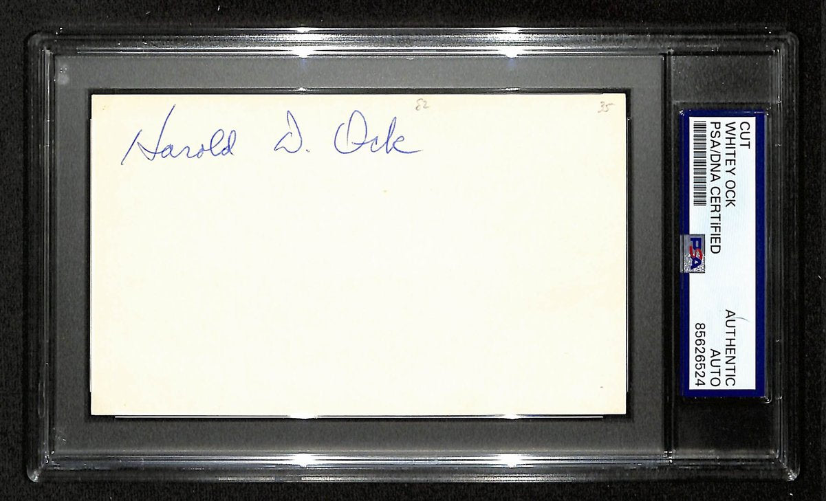 Whitey Ock Signed/Auto Cut on 3x5 Index Card Brooklyn Dodgers PSA/DNA 201433
