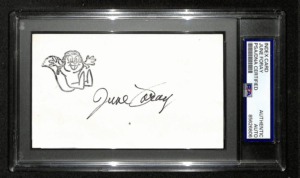 June Foray Signed/Auto 3x5 Index Card Actress Voice of Smurfs PSA/DNA 201436