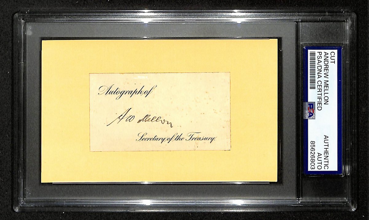 Andrew Mellon Signed/Auto Cut on 3x5 Index Card Sec of Treasury PSA/DNA 201437