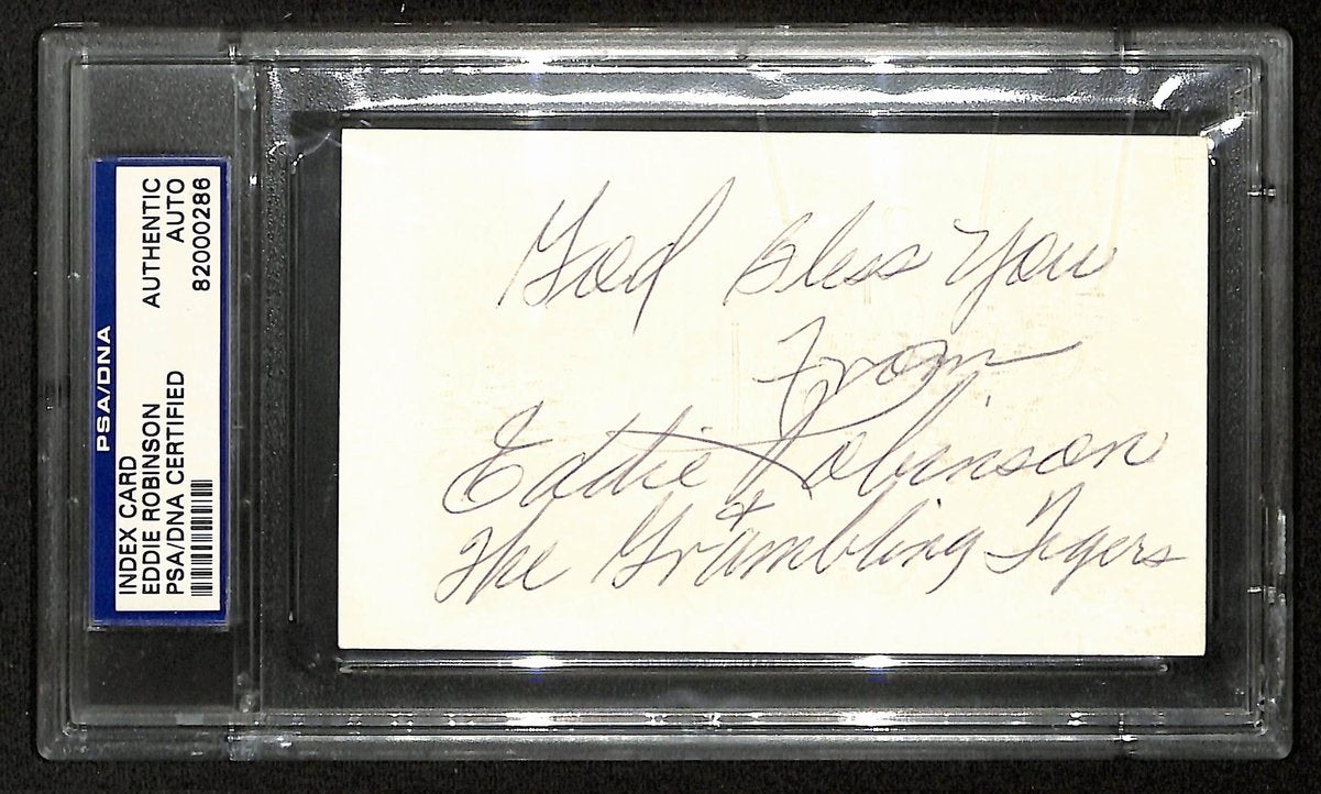 Eddie Robinson Signed/Insc 3x5 Index Card Grambling College HOF PSA/DNA 201450