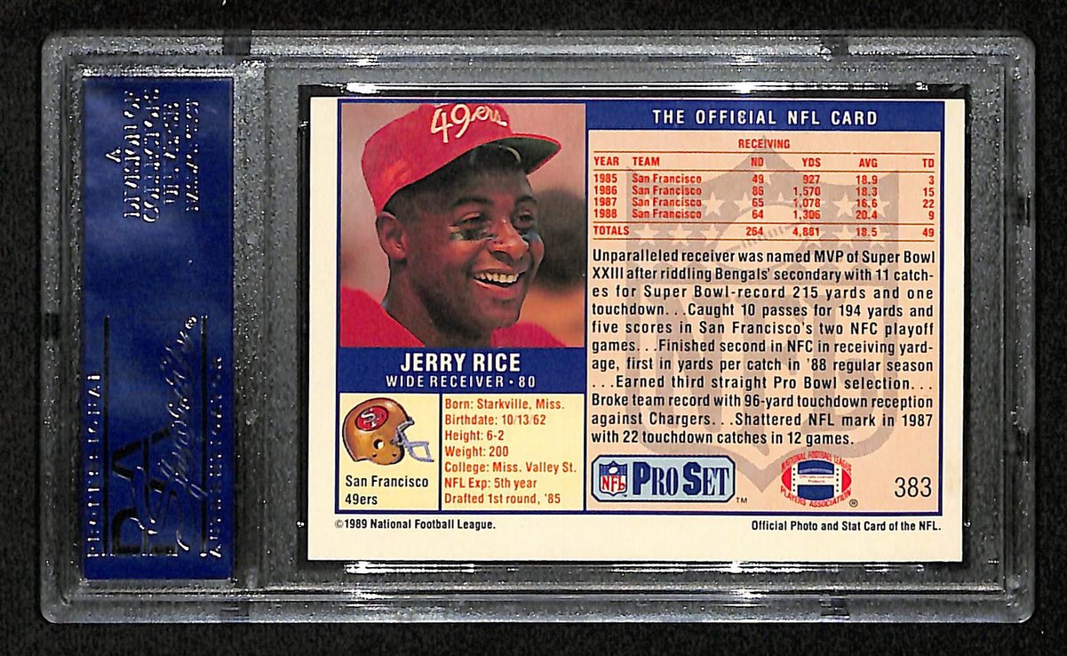 Jerry Rice HOF Signed/Autographed 1989 Pro Set #383 49ers PSA/DNA 201472