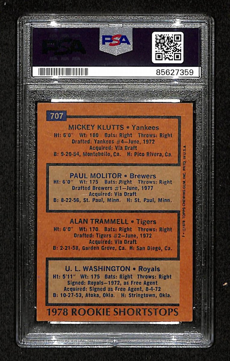 Paul Molitor HOF Signed/Inscribed 1978 Topps RC #707 Brewers PSA/DNA 201496