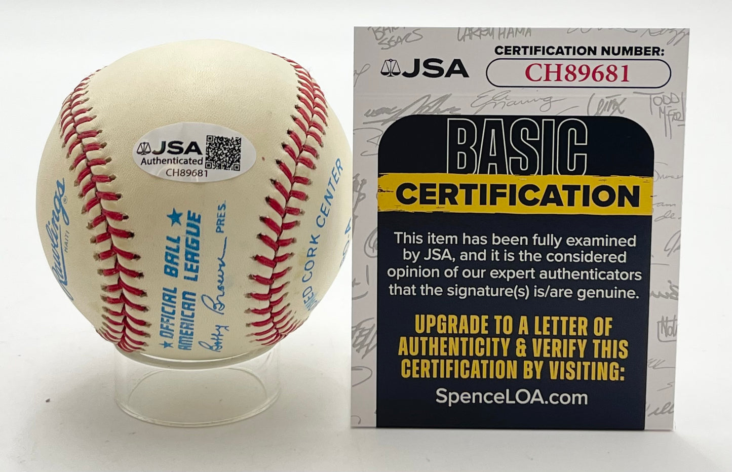 Reggie Jackson HOF Signed/Autographed OAL Baseball New York Yankees JSA 201091