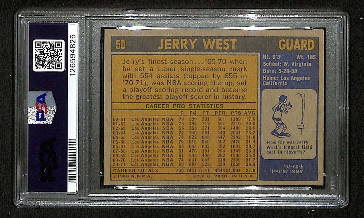 Jerry West HOF Lakers Signed/Inscribed 1971-72 TOPPS Card #50 PSA/DNA 201096