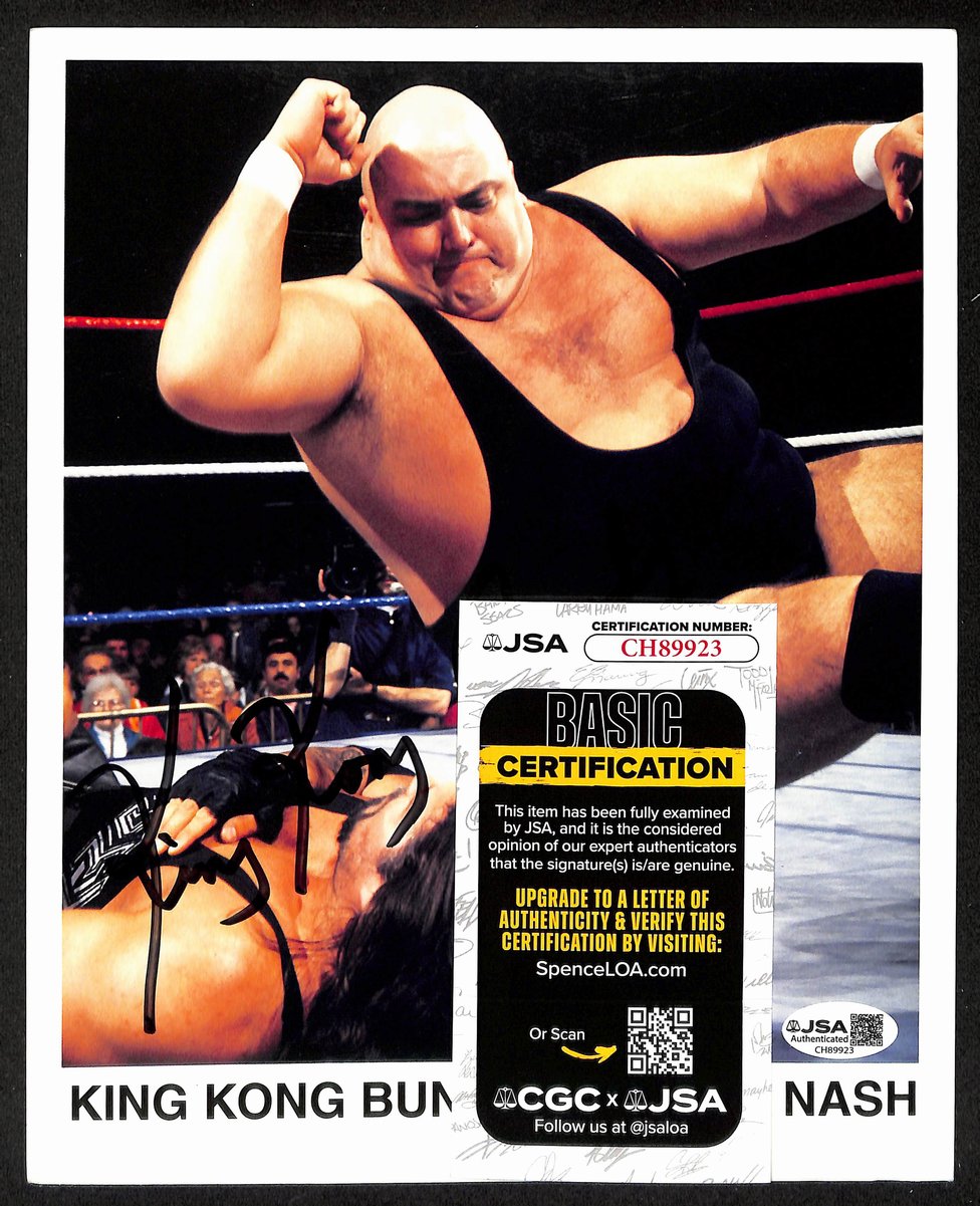 King Kong Bundy Signed/Auto 8x10 Photo vs Kevin Nash WWF/WWE Wrestling JSA 01105
