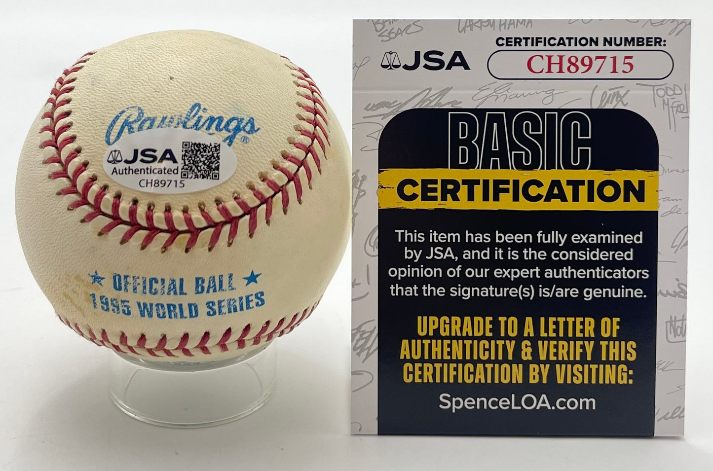 John Smoltz HOF Signed 1995 Atlanta Braves World Series Baseball JSA 201153