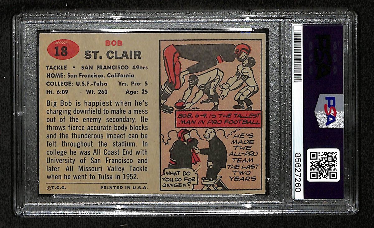 Bob St. Clair HOF Signed/Auto 1957 TOPPS Card #18 49ers PSA/DNA 201504