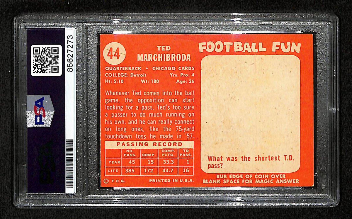 Ted Marchibroda Signed 1958 TOPPS Card #44 Chicago Cardinals PSA/DNA 201507