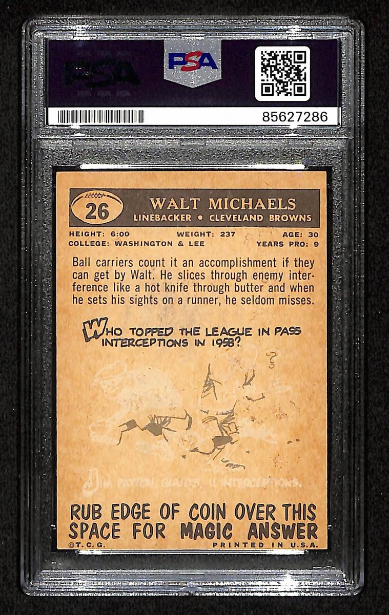 Walt Michaels Signed/Auto 1959 TOPPS Card #26 Cleveland Browns PSA/DNA 201513
