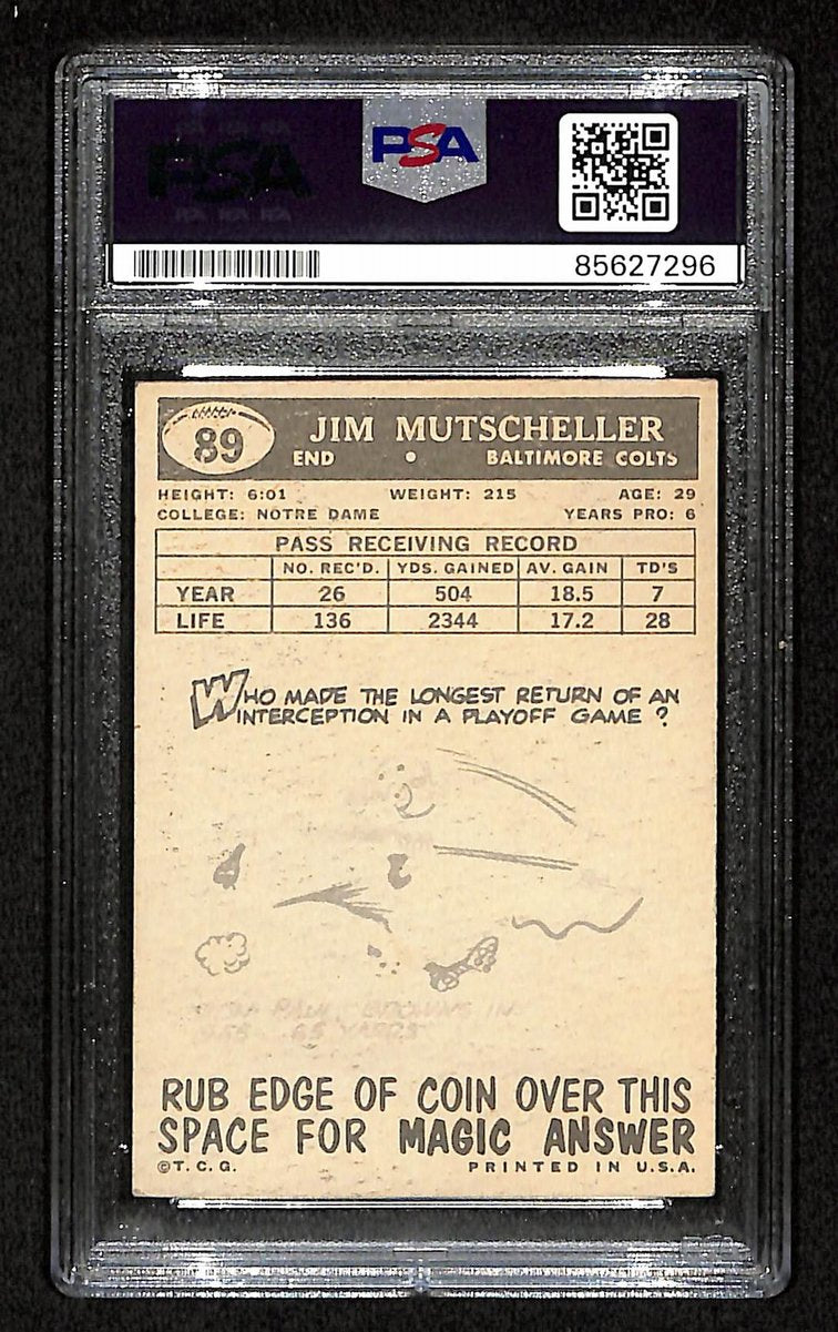 Jim Mutscheller Signed 1959 TOPPS Card #89 Cleveland Browns PSA/DNA 201514