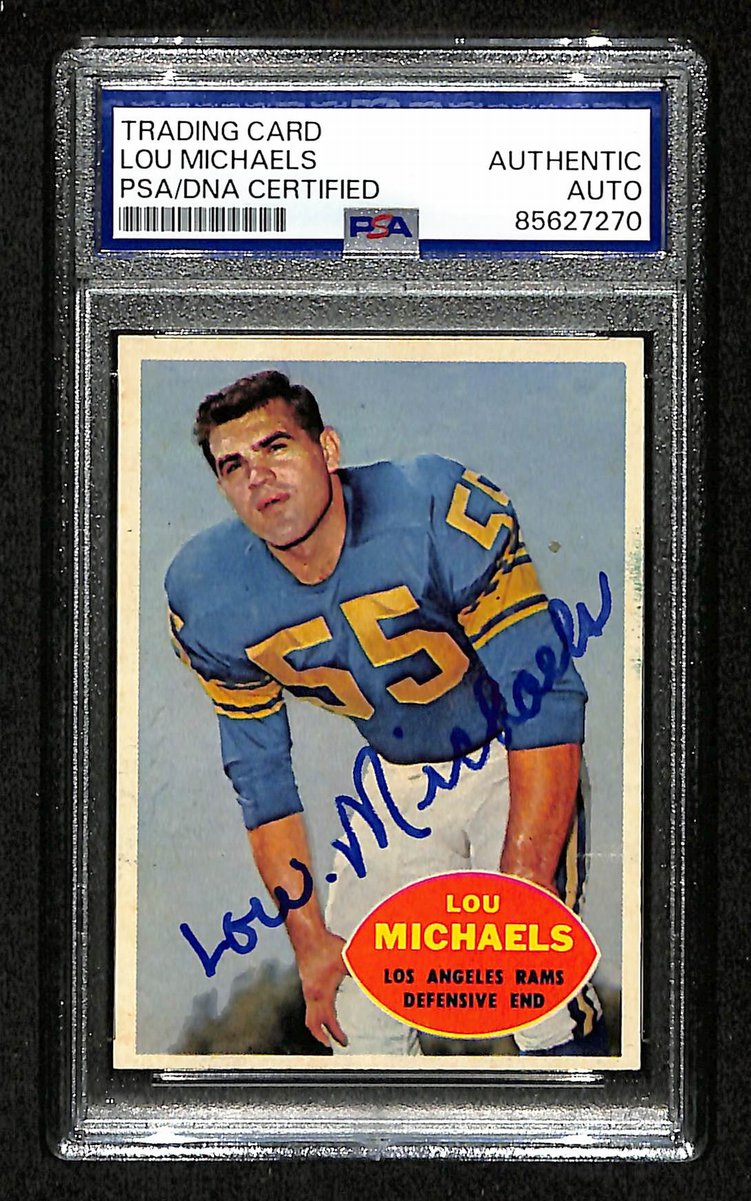 Lou Michaels Signed/Auto 1960 TOPPS Card #69 Los Angeles Rams PSA/DNA 201523