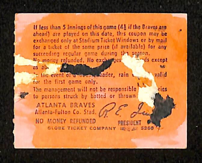 July 31, 1978 Ticket Stub Atlanta Braves vs. Reds Pete Rose Hit Streak 201880
