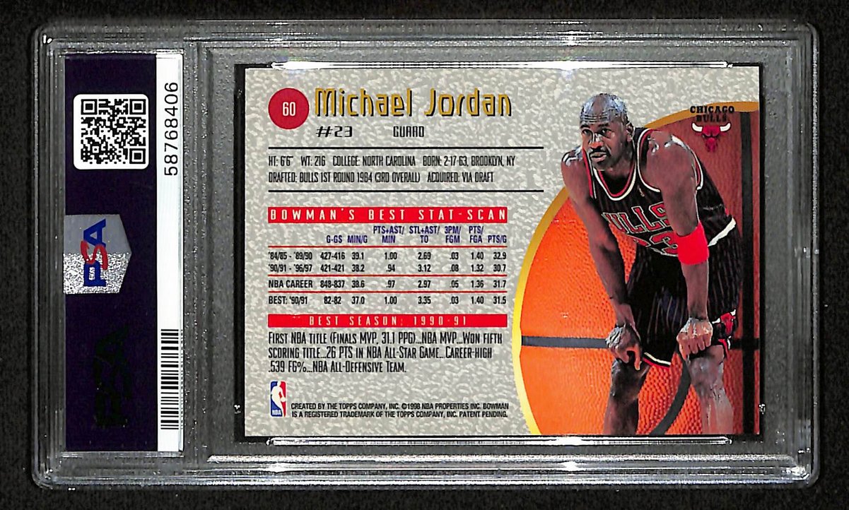 1997 Bowman's Best #60 Basketball Card NM 7 Michael Jordan HOF Bulls PSA 201262