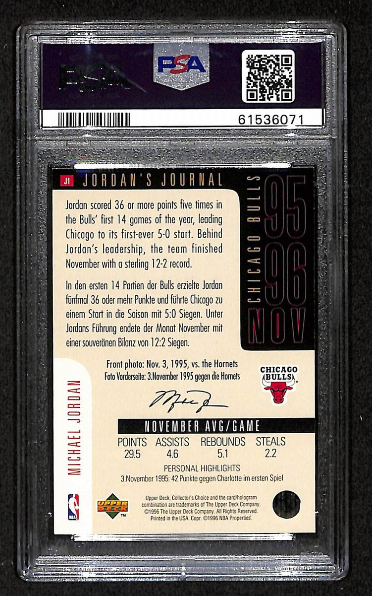 Michael Jordan 1996 Upper Deck Card #J1 Chicago Bulls PSA/DNA NM-MT 8 202084