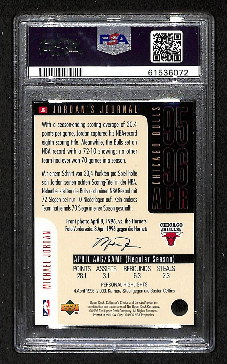Michael Jordan 1996 Upper Deck Card #J6 Chicago Bulls PSA/DNA NM 7 202085